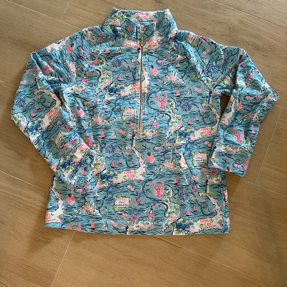 Lilly Pulitzer Coastal Print Pullover in Blue and Pink - Picture 2 of 8